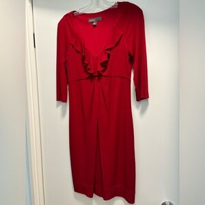 Donna Ricco Red Ruffle Midi Dress